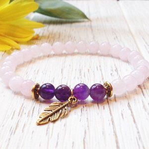 NEW Rose Quartz & Amethyst Bracelet 6mm